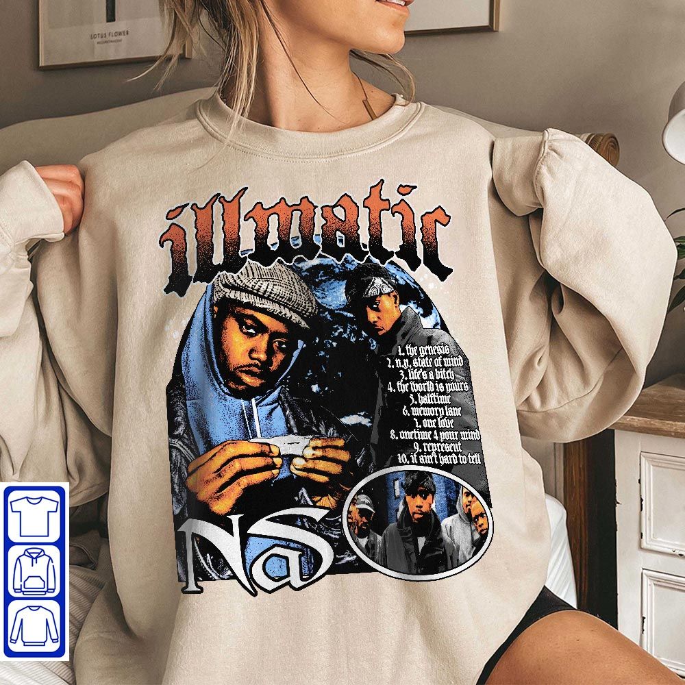 Blvck Style Vintage 90s NAS Bootleg T-Shirt, NAS illmatic Shirt