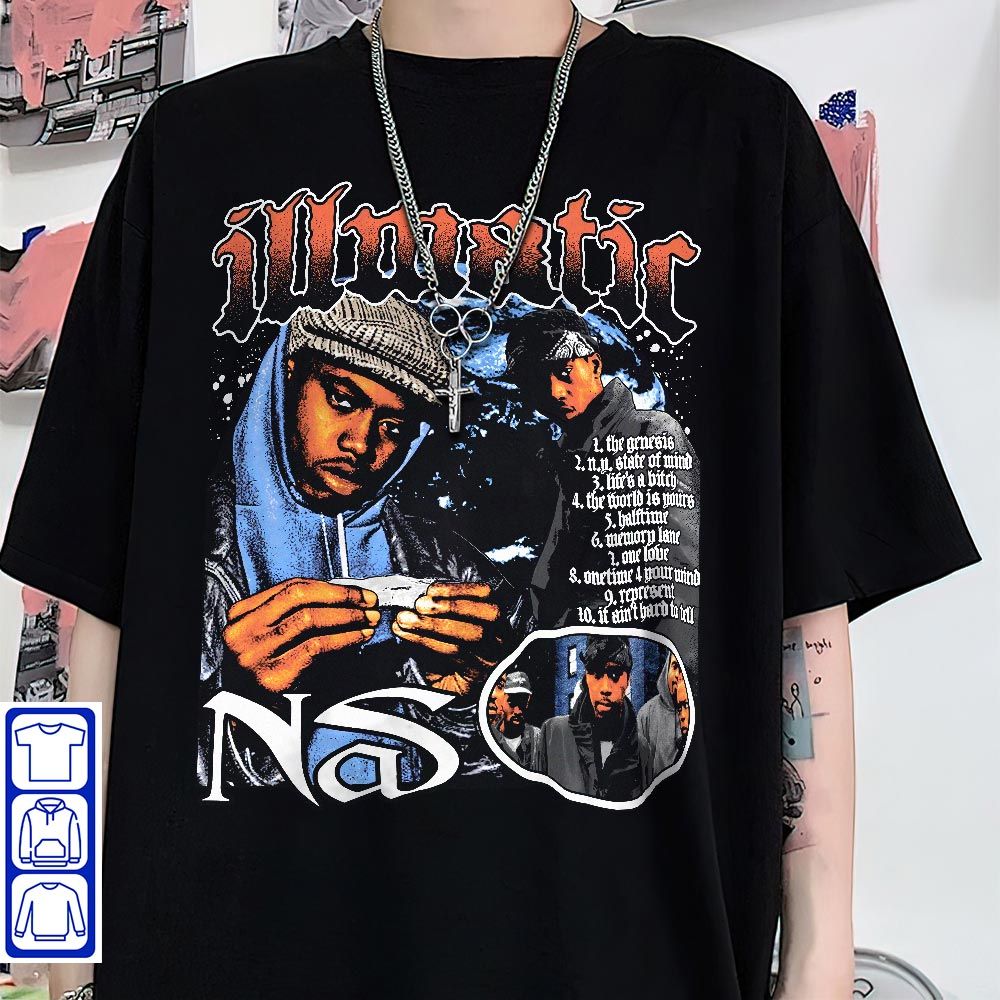 Blvck Style Vintage 90s NAS Bootleg T-Shirt, NAS illmatic Shirt